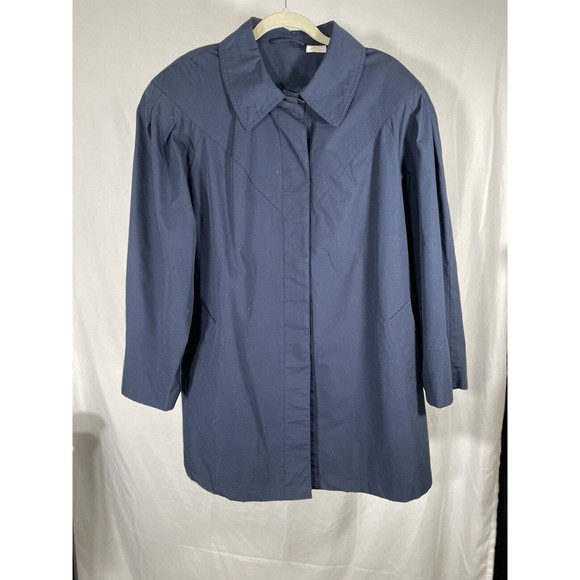 Vintage Saxton Hall Women's Size 18 Navy Blue Overcoat - Picture 2 of 6
